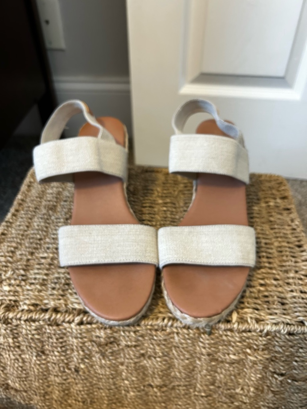 Tommy Bahama Neutral Canvas stretch
 Strap Sandals - Casual Summer Wedge